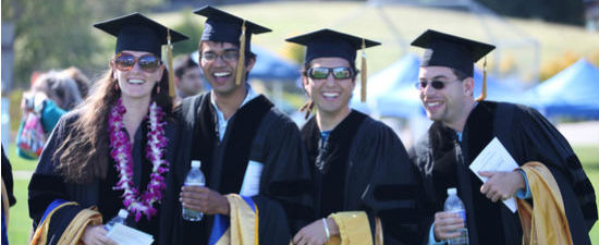 Students at commencement ceremony 
